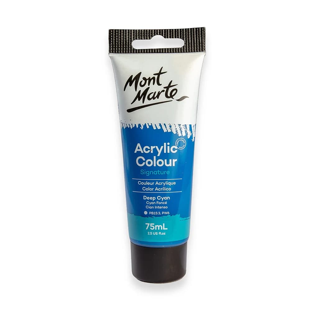 Mont Marte Acrylic Colour Paint Signature 75ml (2.5 US fl.oz) Tube - Deep Cyan