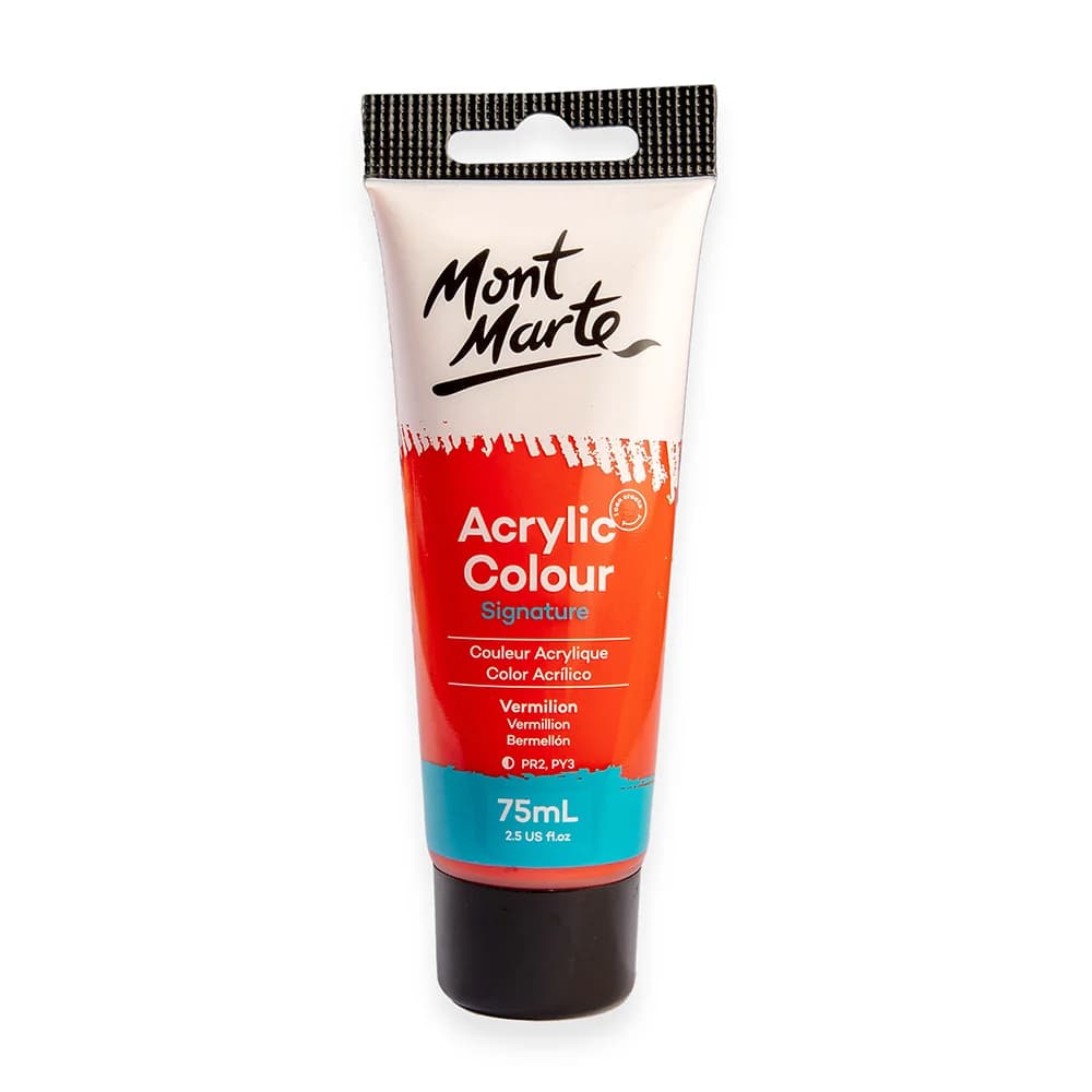 Mont Marte Acrylic Colour Paint Signature 75ml (2.5 US fl.oz) Tube - Vermilion