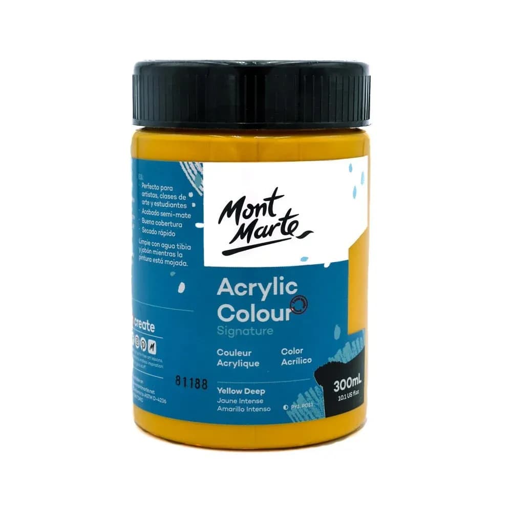 Mont Marte Acrylic Colour Paint Signature 300ml (10.1 US fl.oz) - Yellow Deep  