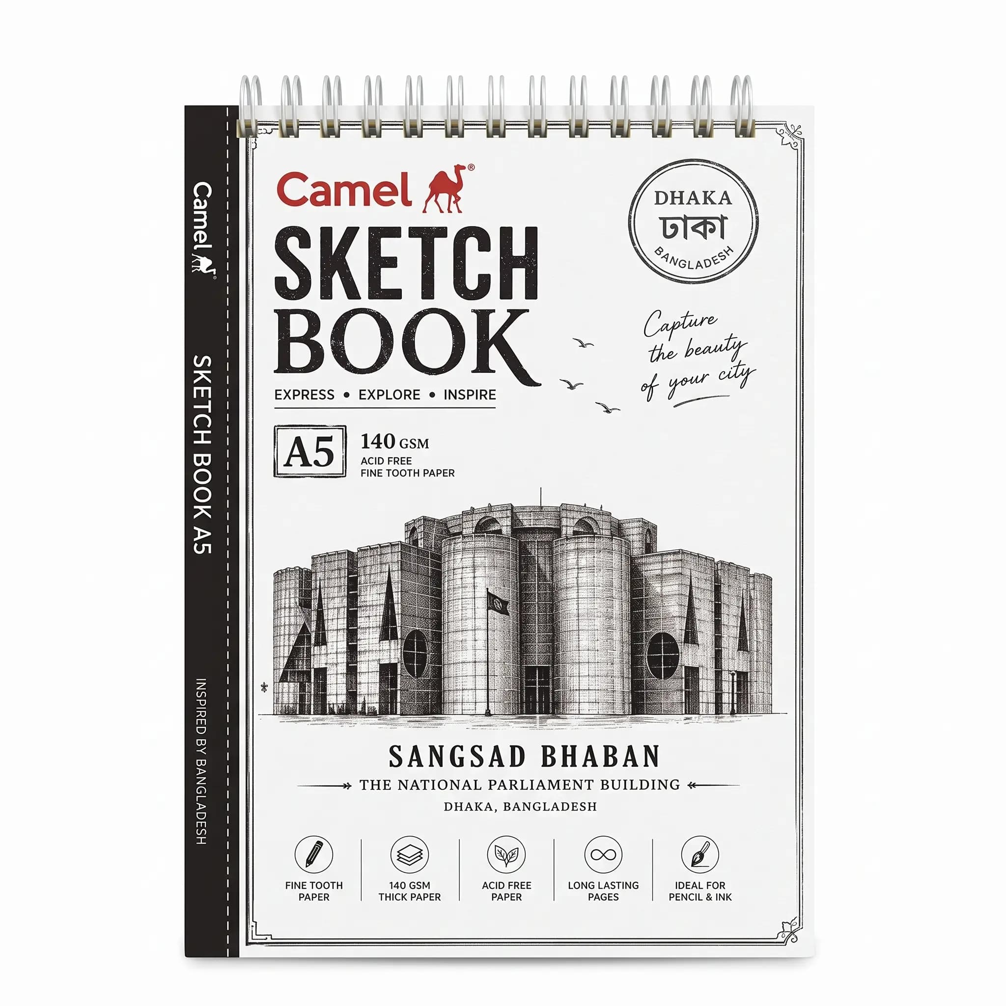 Camel Sketchbook A5 36 Sheets 140gsm Sangsad Bhaban Theme