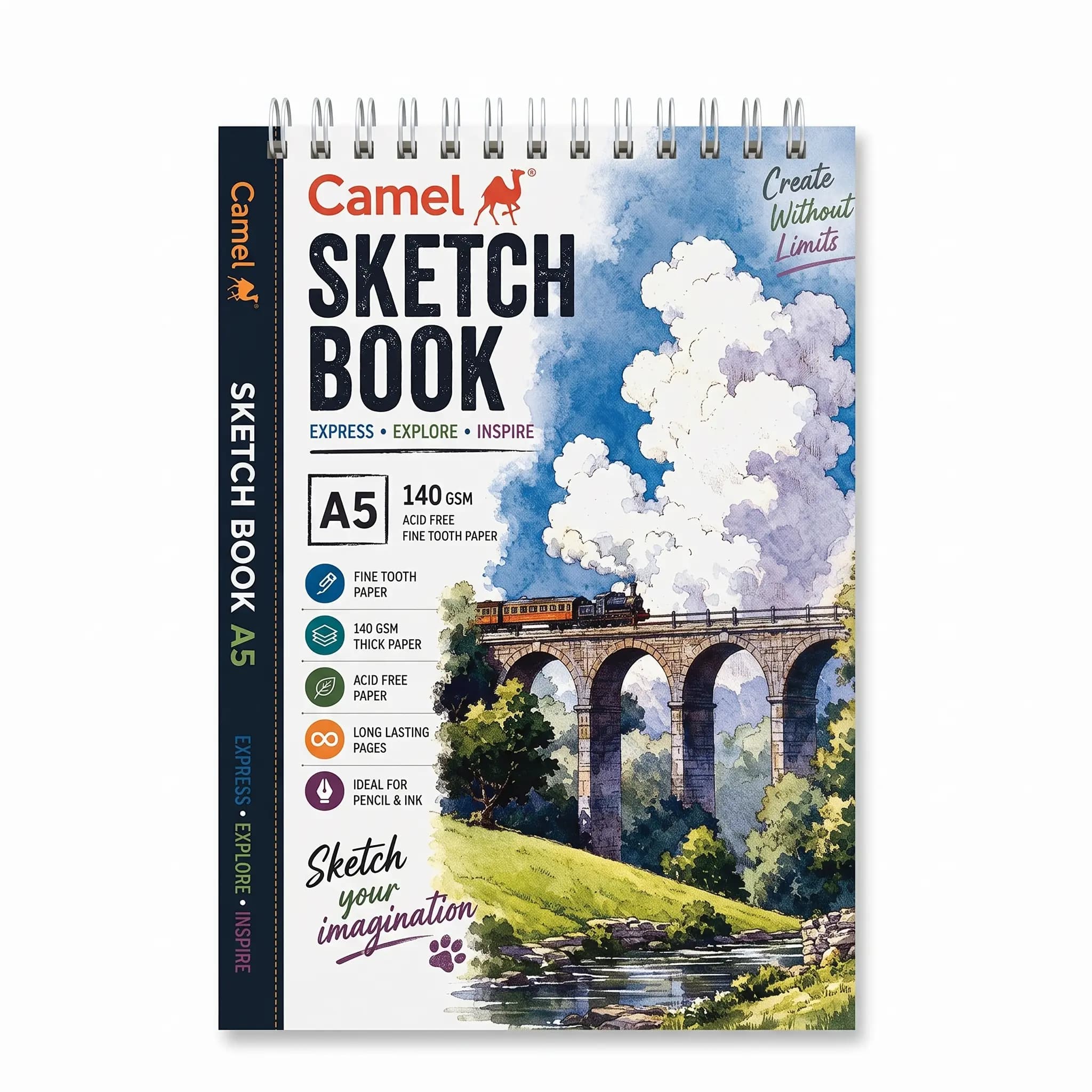 Camel Sketchbook A5 36 Sheets 140gsm Ghibli Train Theme