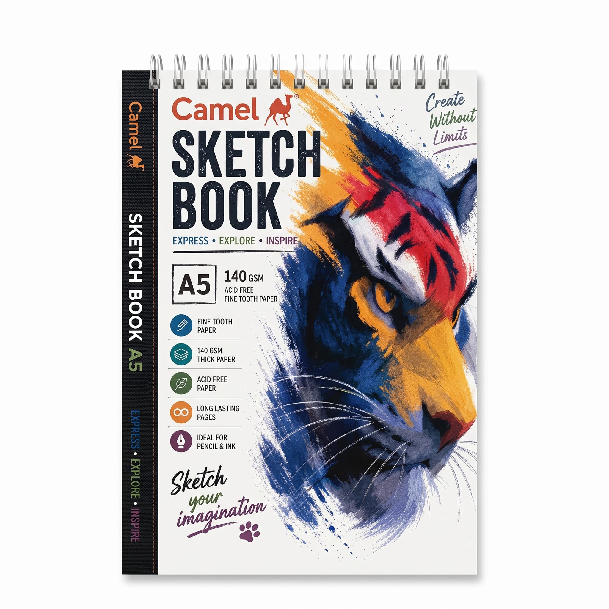 Camel Sketchbook A5 36 Sheets 140gsm Tiger Theme