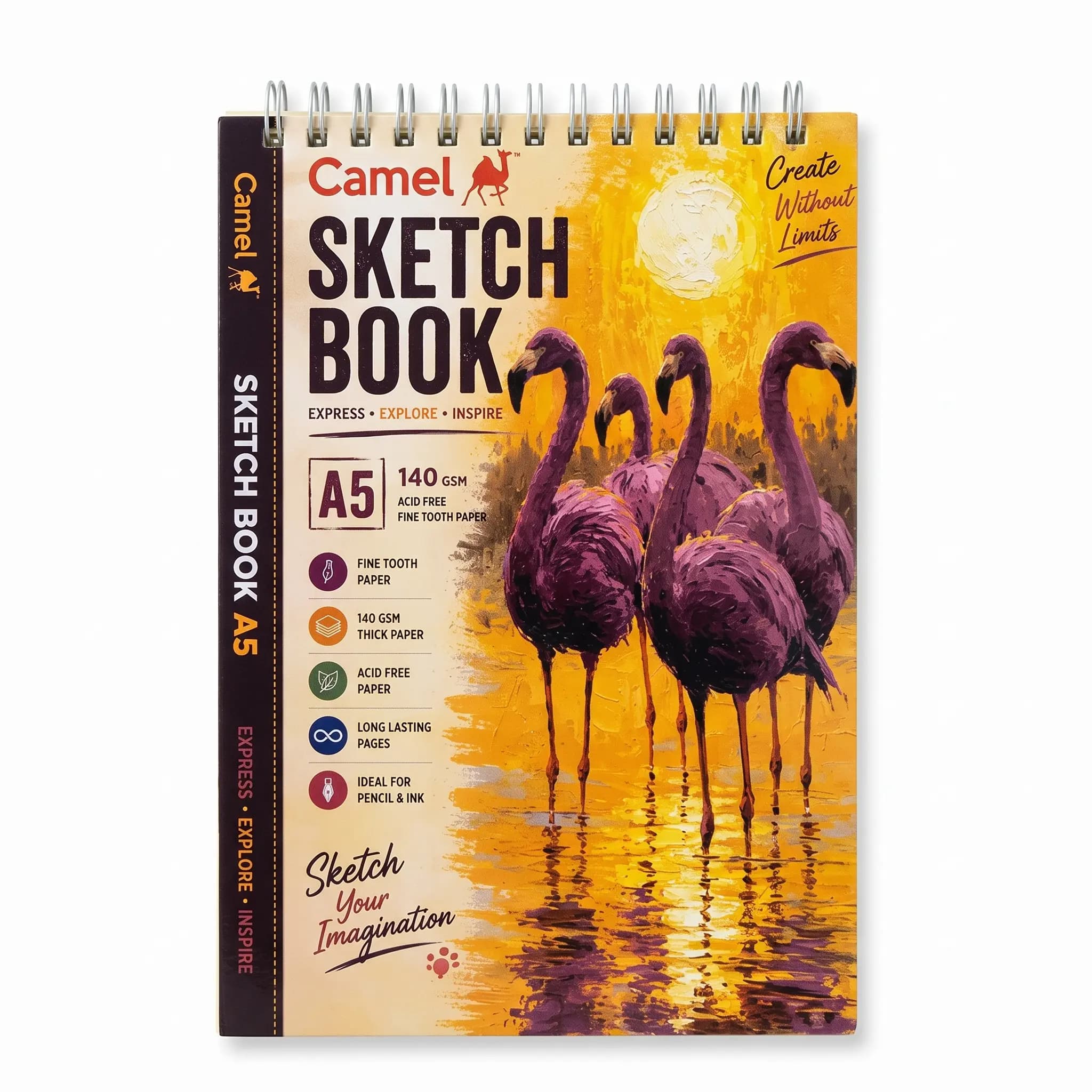 Camel Sketchbook A5 36 Sheets 140gsm - Flamingo Theme