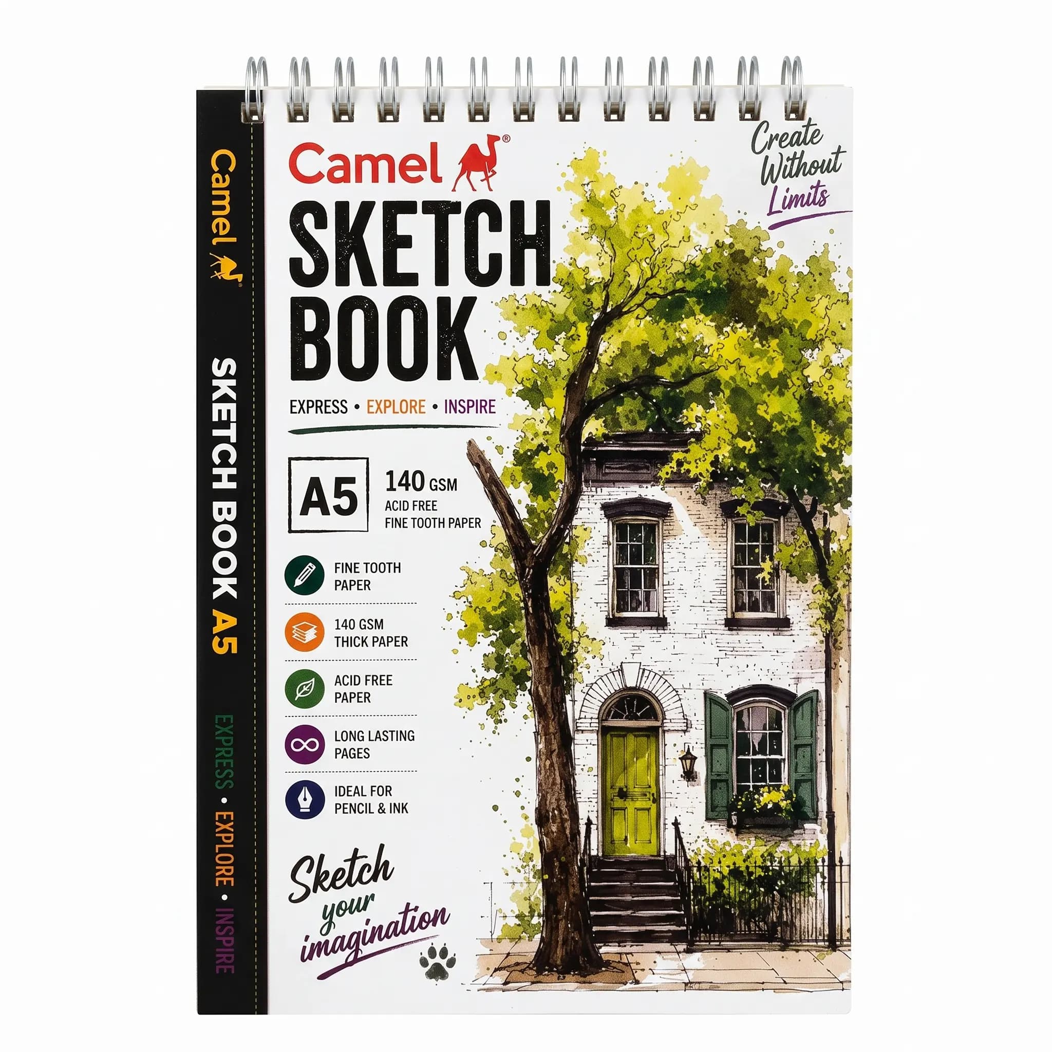 Camel Sketchbook A5 36 Sheets 140gsm - Green Grape Tree Theme