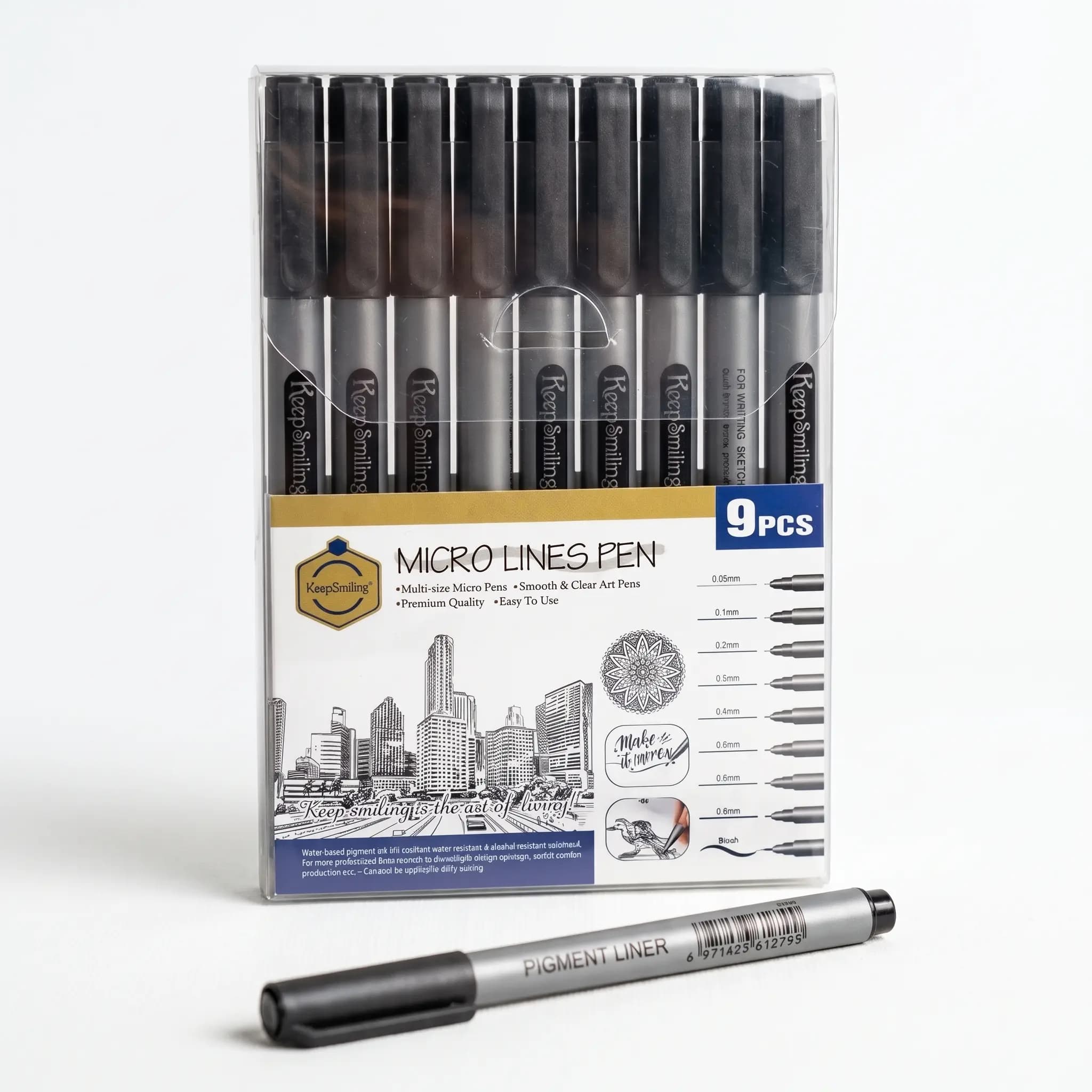 Keep Smiling Micro Lines Pen 9pcs Set