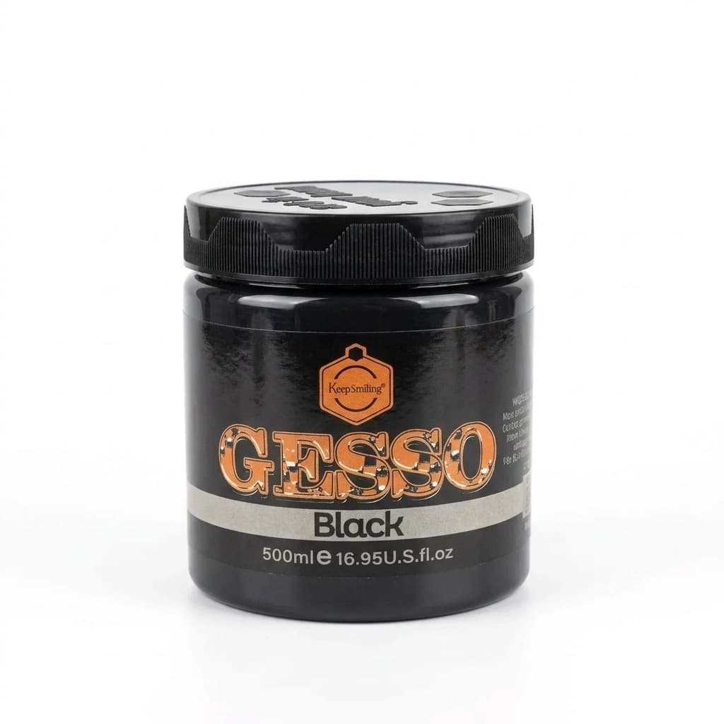 Keep Smiling Black Gesso 500ml – Acrylic Gesso Primer for Canvas & Painting