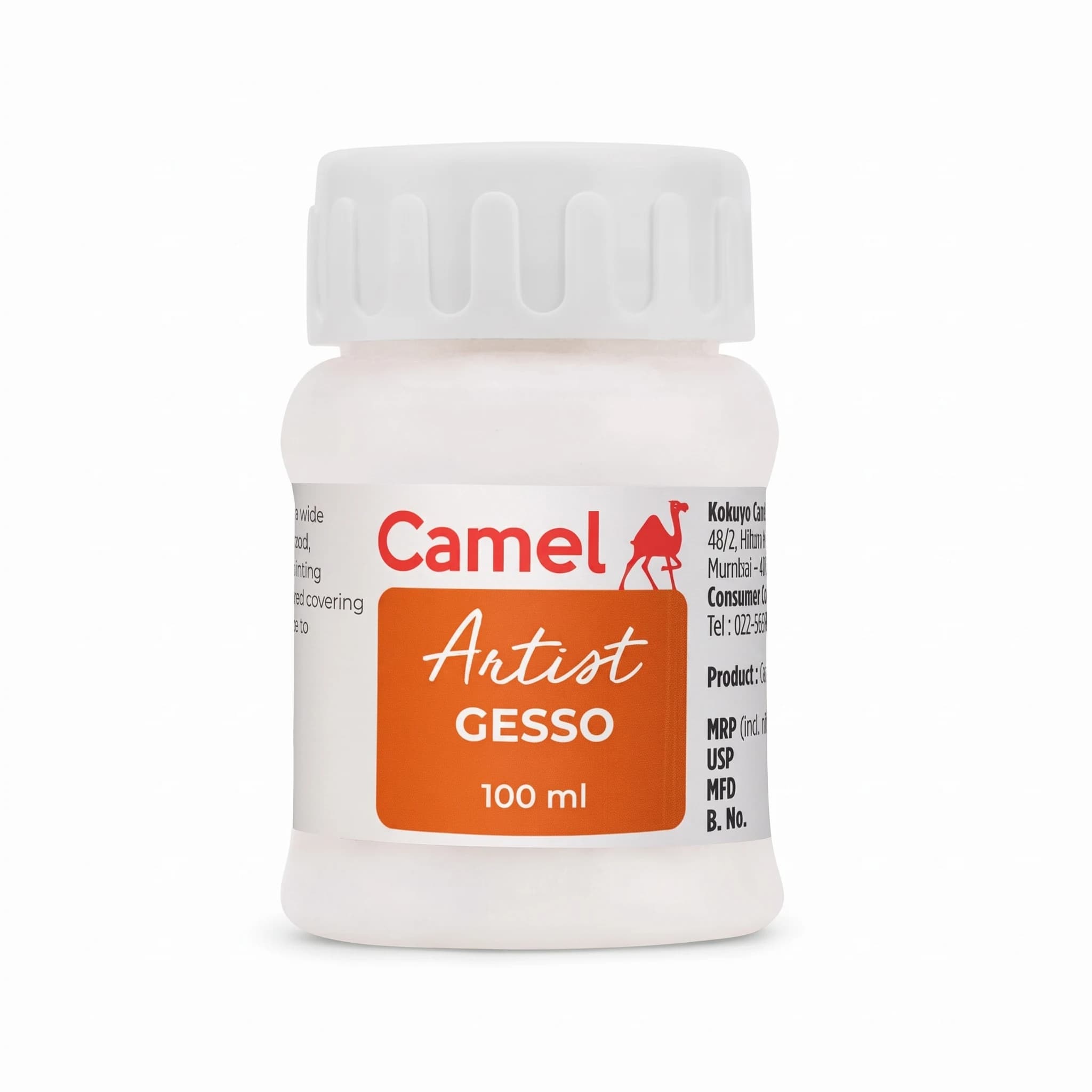 Camel Artist Gesso 100ml White – Acrylic Gesso Primer for Canvas & Painting