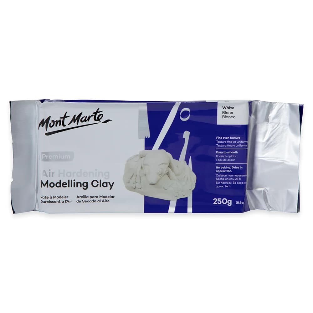 Mont Marte Premium Air Hardening Modelling Clay 250g (8.8oz) White – Air Dry Sculpting Clay for Art & Crafts