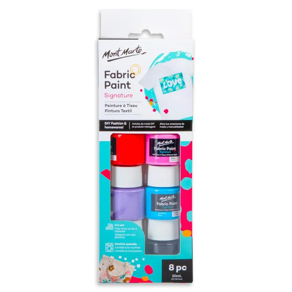 Mont Marte Signature Fabric Paint Set 8 Pcs x 20ml – Textile Painting Colours