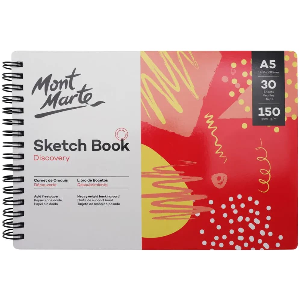 Mont Marte Discovery Sketch Book A5 – 150gsm, 30 Sheets (স্পাইরাল বাইন্ডিং)