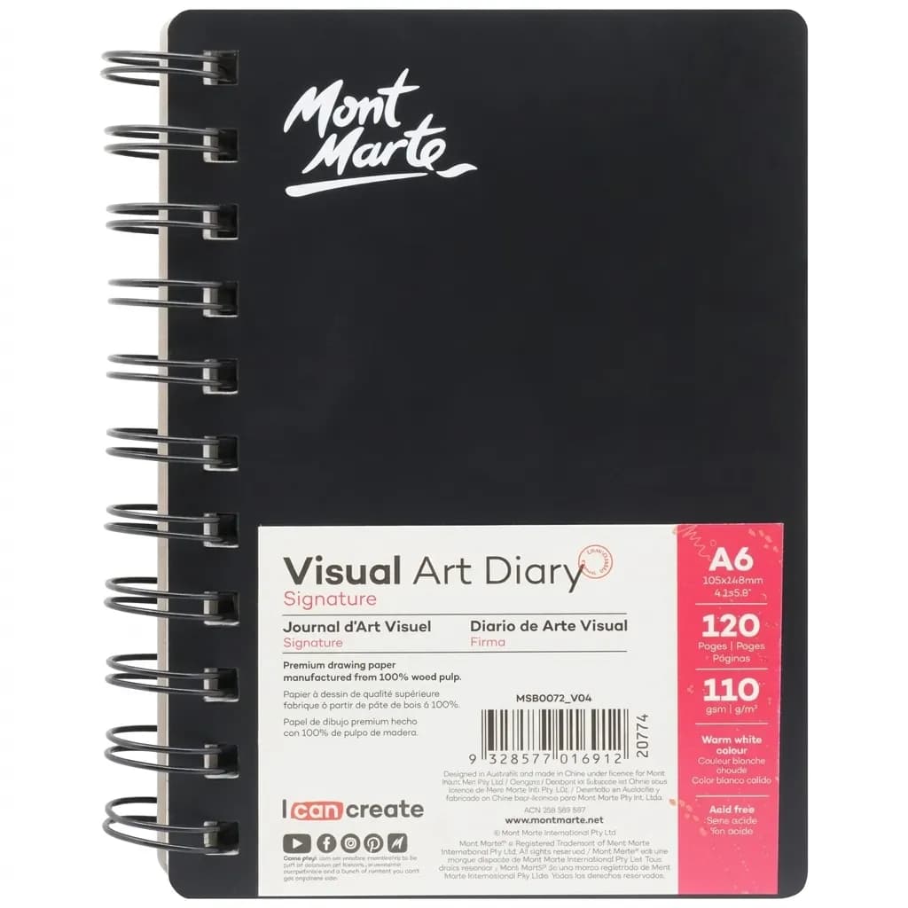 Mont Marte Signature Visual Art Diary A6 – 120 Pages, 110gsm (স্পাইরাল বাইন্ডিং)